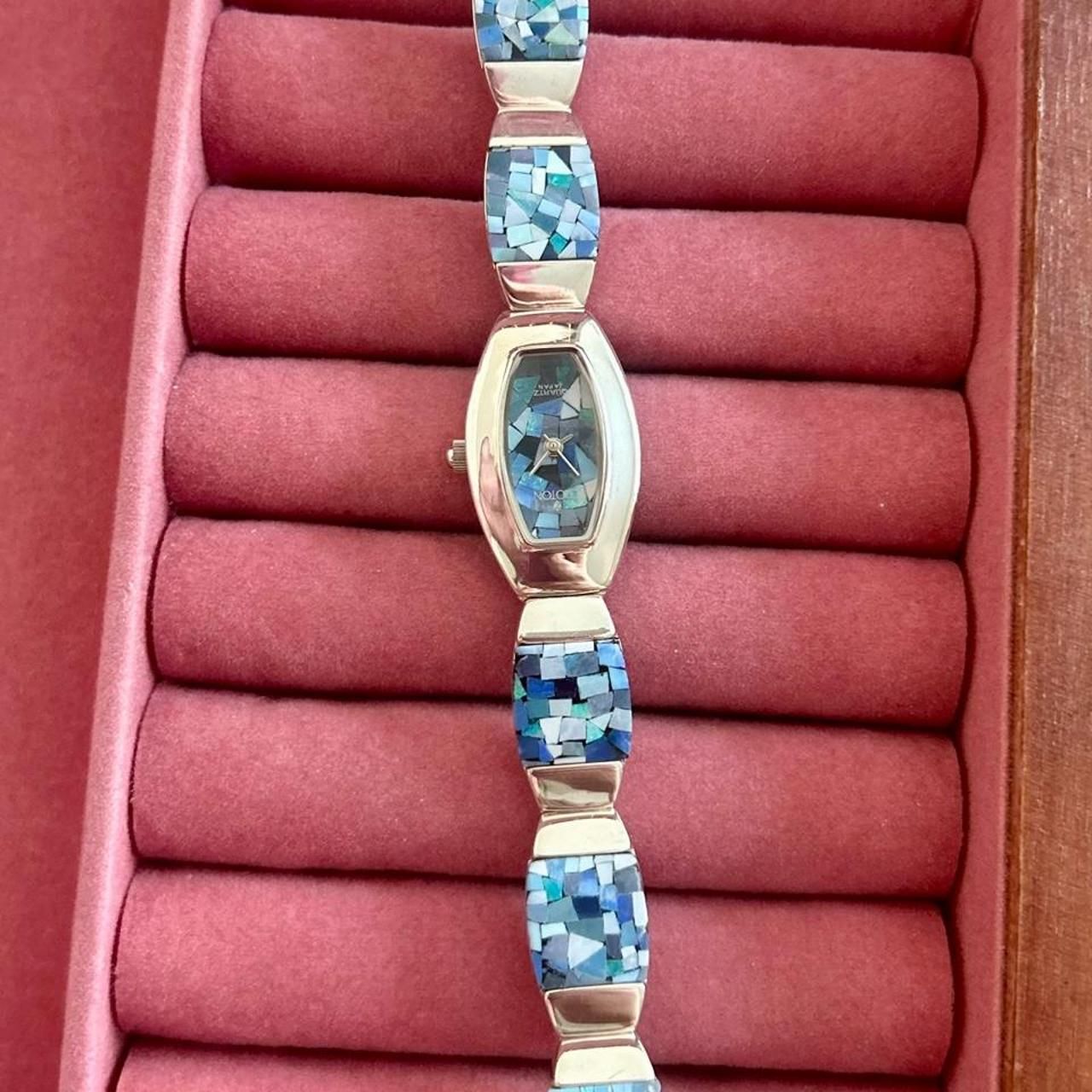 Vintage Croton Sterling Silver Opal Inlay Watch